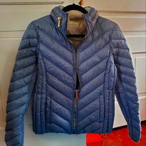 NWOT MICHAEL Michael Kors Blue Puffer Coat w/ optional hood